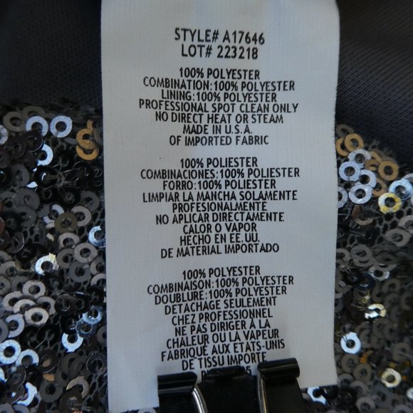 Heavy Silver Sequin Ruched  Evening Gown Betsy & Adam Elegant Trumpet Skirt USA - Picture 10 of 11